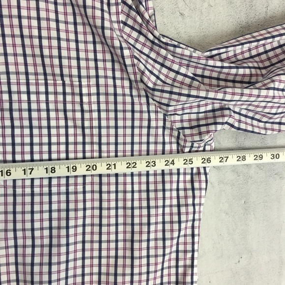 Nordstrom Traditional Fit Cotton Dress Shirt Sz 17.5 / 33 Windowpane Plaid - Picture 9 of 11